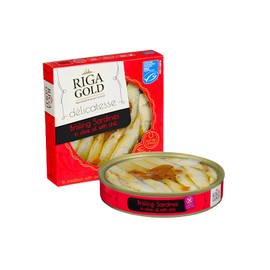 Riga Gold Brisling Sardines in Oil with Chili 4.23 ounces (120g) Pack of 12 Hand-Wrapped to Ensure Maximum Freshness and Flavor