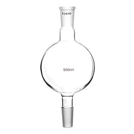 QWORK Lab Distillation Glass Bottle, 500ml 24/40 Chromatography Reservoir Flask, 1 Pack