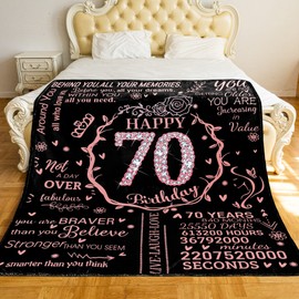 70th Birthday Gifts for Women - Happy 70th Birthday Gift Ideas - 70 Year Old Gifts for Grandma Nana Wife Mom - Flannel Fleece Soft Throw Blanket for Bed Sofa