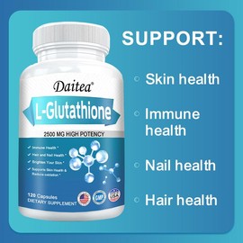 L-Glutathione 2000mg – Supports Skin Health, Evens Skin Tone, Promotes Radiance, 120 Capsules – Powerful Antioxidant Supplement