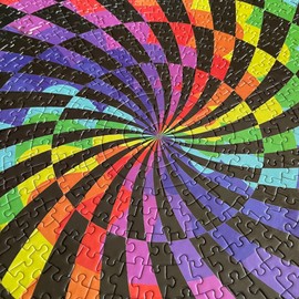 Jigsaw Puzzles 1000 Pieces for Adults and Kids -Hard Puzzle for Adults - Round Colorful Rainbow Unique Puzzles for Adults - Difficult Near Impossible Puzzles Trippy Psychedelic by Spyglass Puzzles