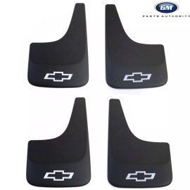 General Motors 2014-2018 Silverado Tahoe Front & Rear Splash Guards Flat W/ Contour White Logo