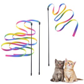 BZKSER 3pcs Cat Zauberstab Regenbogenspielzeug Rainbow Ribbon Zauberstab für Kitten Training Rainbow Ribbon Charmer,Katzen Spielzeug Haustierspielzeug für Kätzchentraining