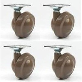 Merriway BH06973 (4 Pcs) Brown Shepherd Type Ball Castors No. 11 Plate Fix, 40mm (1.1/2 inch) 180kg Maximum Load - Pack of 2 x Left Hand, 2 x Right Hand Pieces