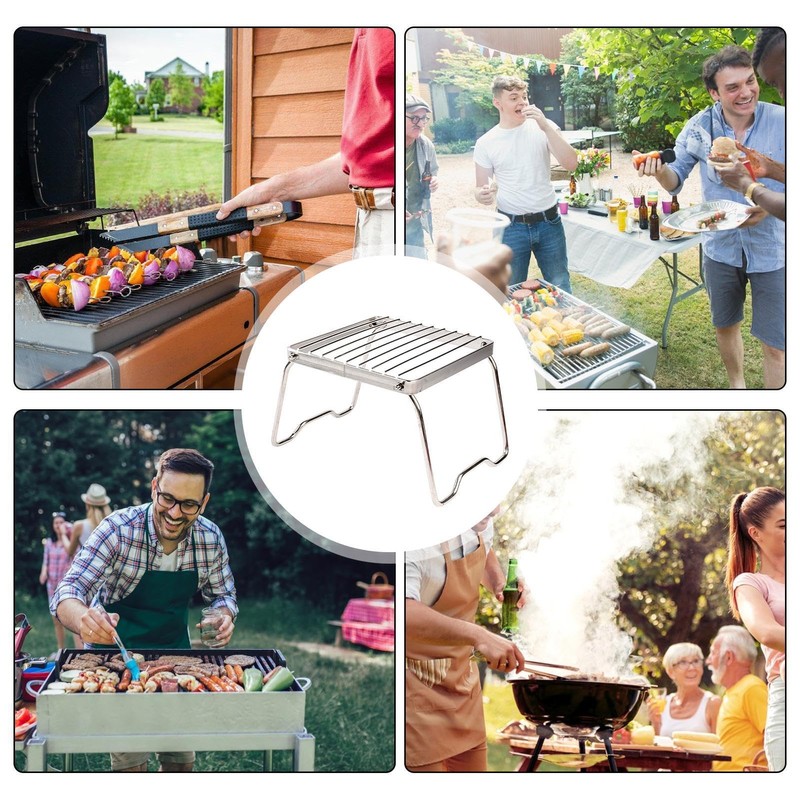 Folding Campfire Grill - Stainless Steel Firepit Grill Grate,Stainless Steel