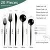 Culterman Modern Black silverware Set,Premium 18/10 Stainless Steel,Heavy duty,Sturdy,Sharp Practical