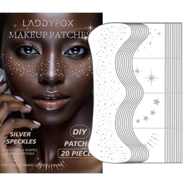 20 Pcs Silver Face Makeup Patches, Glitter Freckles Face Tattoo, Glitter Freckles, Sparkle Makeup Patches, Waterproof Face Glitter Speckles Patches for Helloween (Silver)