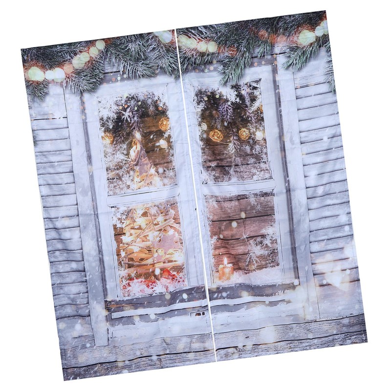 Waterproof Christmas Curtain Window Decorations Christmas Ornaments Home Living Room