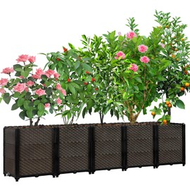 Large Raised Planter Box Outdoor Self Watering 78.7"x15.7"x19.7", Deep Raised Garden Bed - Elevated Garden Box with Drainage Plug, Rectangular Garden Planter Perfect for Patio Balcony Deck