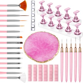 Nail Art Kit, Nail Art Tools with 15 Nail Art Brushes, 10 Nail Stands, 5 Liner Pens, Nail Art Palette, Complete DIY Nail Art Supplies for Beginners & Professionals