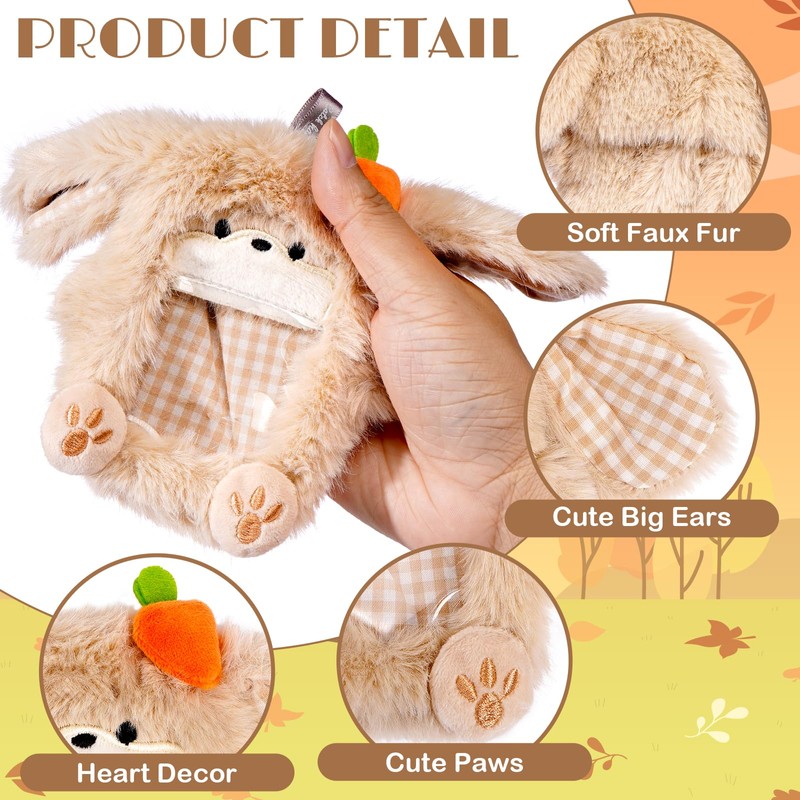 Bunny Plush Kpop Photocard Holder with Keychain, Soft Rabbit ID