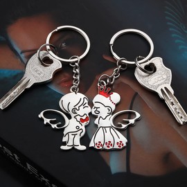 ChunlongFour Matching Couples Keychain Gifts for Boyfriend Girlfriend Friendship BFF Cute Valentines Day Stuff Presents Him Her Best Friends Birthday Vday Gifts Set