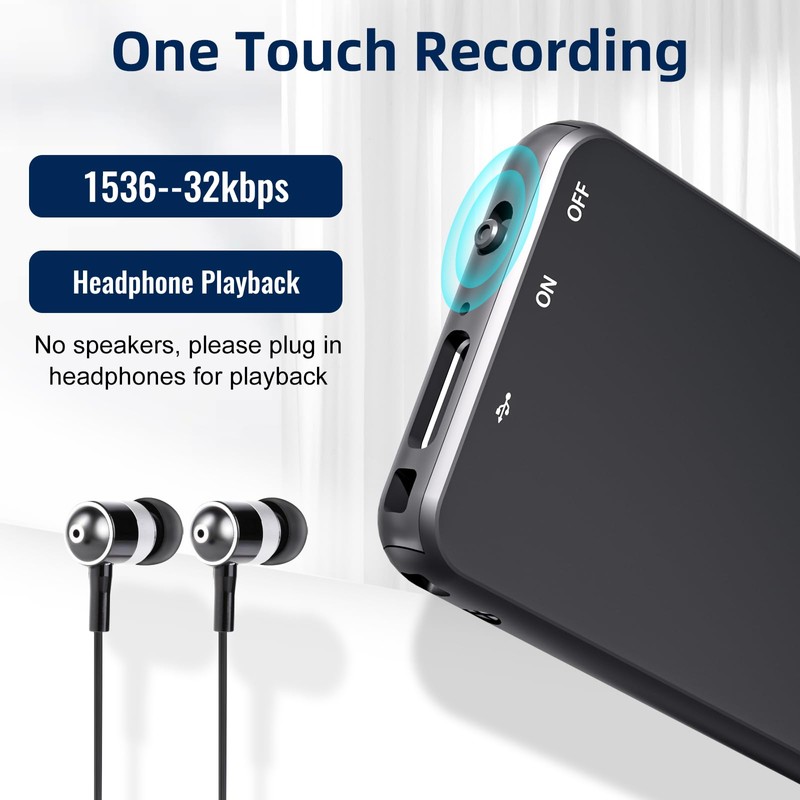 Vandlion 64GB Voice Recorder, 1536Kbps Digital Voice Activated Recorder with
