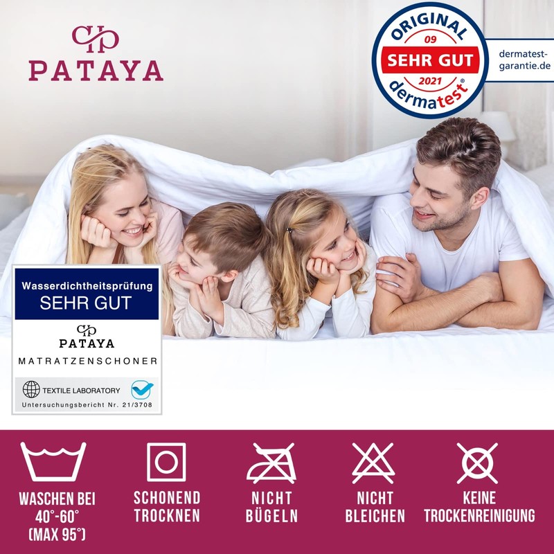 PATAYA Mattress Protector, 100 x 200 cm, Pack of 2,