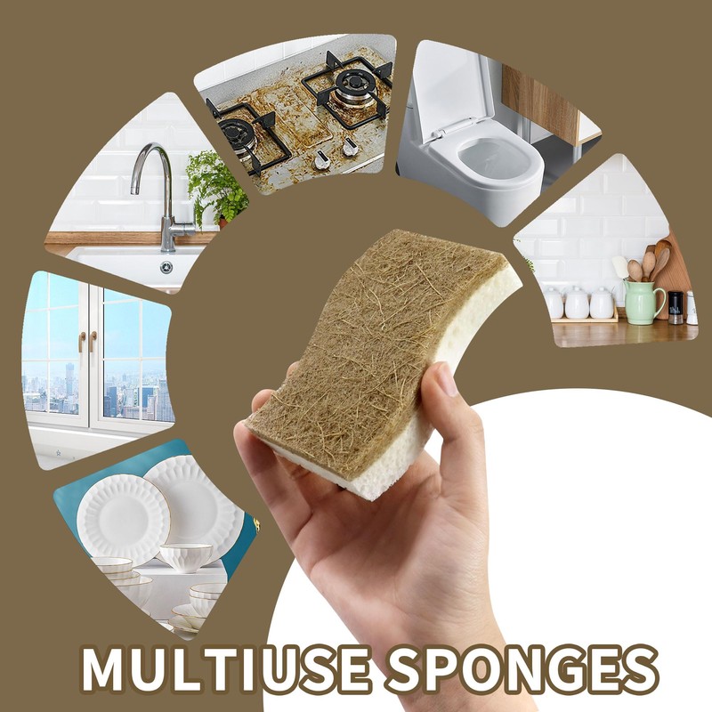 12 Pack Biodegradable Eco Sponges Washing Up,Natural Cellulose and Coconut