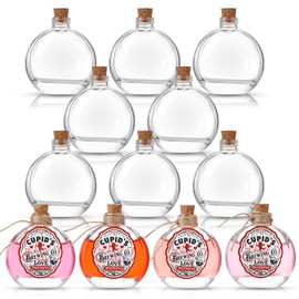 Baderke 12 Pcs Love Potion Bottle with Cork Stopper, 5 oz Glass Potion Bottles with Sticker and Rope for Valentine's Party Decorations for Mantels, Trays, Shelves Wedding