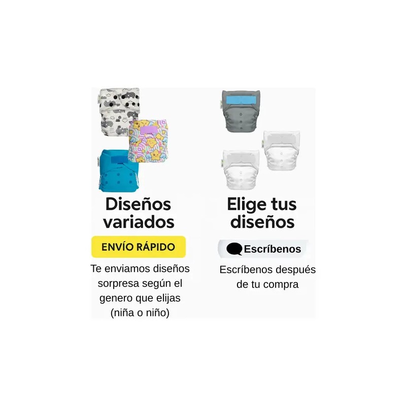 Pañales Ecológicos De Tela Ecopipo 10 Estampados Msi