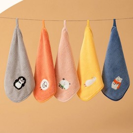 Cute Character Soft & Absorbent Colored Hand Towel Orange Hand Towel 5ea