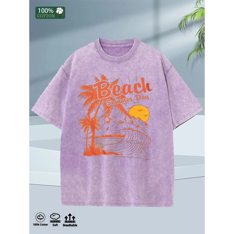 2025 Summer Mens Cotton Tshirt 100 Cotton Oversized Washed Soft