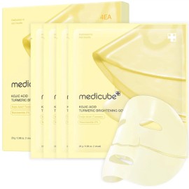 medicube Jelly Gel with Brightening Kojic Acid Turmeric Overnight Face for Glass Glow Skin ElasticityHydrating,28gx4eanet weight: 30 ml, color: Yellow