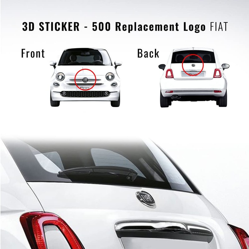 Fiat 3D Sticker Logo 500 Black 71 x 65 mm
