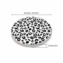 Pznen Leopard Print Drink Coaster Wild Animal Skin Pattern Art Black and White Spotted Leopard Beautiful Home Decor Diatomite Heat-Resistant Diatomite 4 Inch for Cold Drinks Wine Mugs Cups