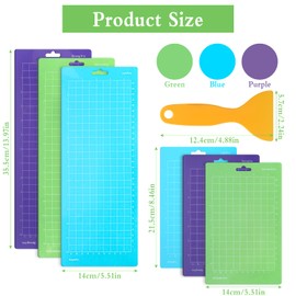 Ticeed Set of 6 Cutting Mats for Cricute with 1 Spatula Non-Slip Cutting Mat Replacement Accessories Durable Mat for Sewing Quilting Craft Cutting Mats Set L/35.5 x 34 cm S/21.5 x 14 cm