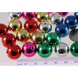 Platinum 24 Metallic Acrylic Silver Red Gold Blue Pink Green 16mm Round Bead Mix