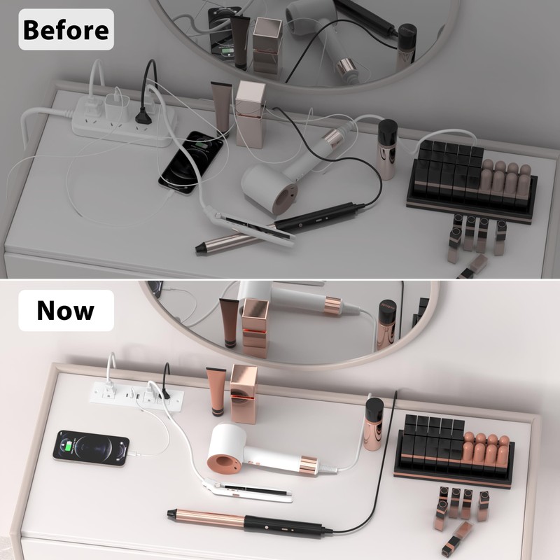 Furniture Drawer Outlet, Recessed Power Strip with (3) PD 20W