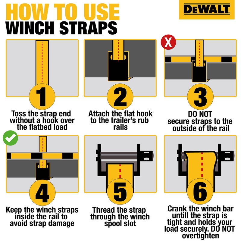 DEWALT DXBC90089 Black/Yellow 4" x 30' Winch Straps - 5,500