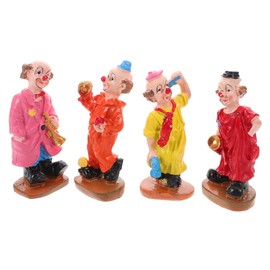 Vaguelly Pack of 4 Miniature Clown Figures Mini Clown Figures Miniature Clown Figures Funny Clown Decoration Resin Figures Clown Crafts Miniature Clown Ornaments