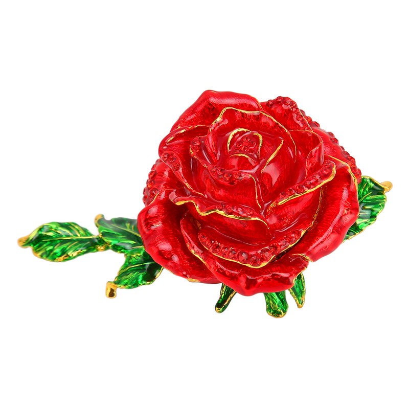Trinket Box Rose Shape Exquisite Elegant Shiny Jewelry Rings Storage