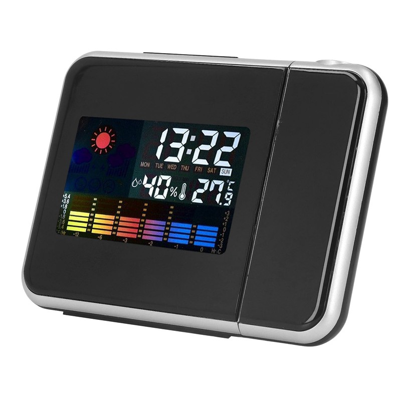 Weather Station Clock Temperature Humidity LCD Color Display LED Backlight
