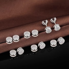 DELECOE 7mm Big Soft Silicone Earring Backs for Studs Silver Belt Rubber Earring Backs Replacements Hypoallergenic Safety Plastic Earring Back for Studs Hoops Fish Hook 12pcs White+Gold