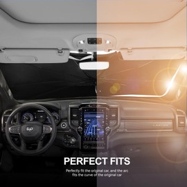 RASPILLERE 2019-2025 Upgraded for Ram 1500 Sunshade, Portable Foldable Sunshade Accessories, [Nano Ice Crystals Coating] UV Protection, Keeps Interior Cool (for Ram 1500 2019-2025)