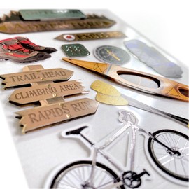 Paper House Productions Die-Cut Dimensional & Foil Accent Scrapbook Sticker Sheet - Outdoor Adventure