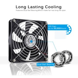 140mm PC Fan 12V 140mm Computer Fan Dual Ball Bearing 140 x 25mm Case Cooler with 220V AC Powered 4V- 12V adjustable Controller For PSU Worksation Cabinet Chassiss