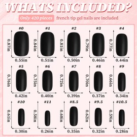 LuckForever 420pc Square Press on Nails Medium Fake Nails with Adhesive Tabs, Medium Press on Nails Square Glue on Nails Black Acrylic Nails Press ons False Nails Medium Squoval Artificial Nails