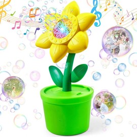 Bubble Maker with Telescopic Stand, Over 20,000 Bubbles Per Minute,Automatic Bubble Blower,Outdoor Fun, Portable Bubble Machine for Kids:_Sunflower Bubble Machine