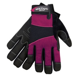 West County 012F/S Women's Gloves – Small, Berry, Work Gloves with Four-Way Spandex Backing, Adjustable Cuff