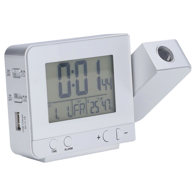 Projection Alarm Clock Backlit LED USB Charging Multifunctional Clock with