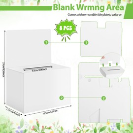 Jyongmer 8 Pack Cardboard Ballot Box with Slot 6.5x4.5x4.5 Inch Raffle Boxes with Slot and Removable Header Suggestion Boxes Donation Box Ticket Boxes for Collecting Card Voting Contest