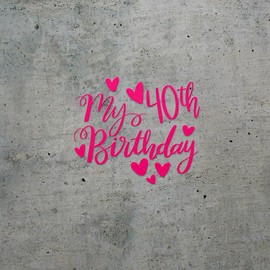 Decal Stickers of Birthday 40th (Pink) (Set of 2) Premium Waterproof Vinyl Decal Stickers for Laptop Phone Accessory Helmet Car Window Mug Tuber Cup Door Wall Decoration - BICVER10j1614PI