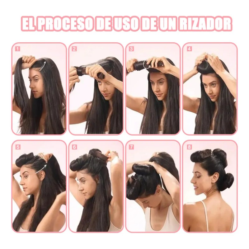 8pz Curly Ondas En Cabello Rizos Sin Calor Tubo+ Gorro