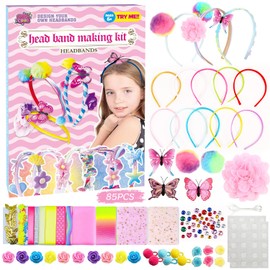 85 PCS Kit de Fabricación de Diademas para Niñas, Haz Tus Propias Diademas de Moda de 10 Piezas, Set de Accesorios para el Pelo DIY, Juegos de Manualidades Juguetes Regalo Cumpleaños para Niñas de 4 a 10 Años