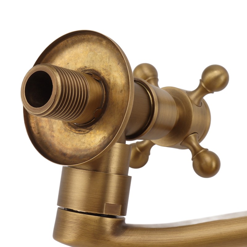 Antique Garden Faucet with Extended Spout Antifreezing Copper Wall Mount