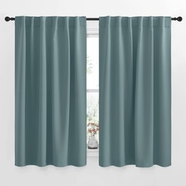 NICETOWN Blackout Curtain Blinds Window Panels - (Greyish Blue Color) W52 x L54, Double Panels, Thermal Insulated Blackout Draperies for Living Room