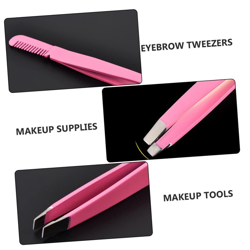 WOONEKY Beauty 4pcs Eyebrow Clamps Stainless Steel Tweezer Comb Ergonomic