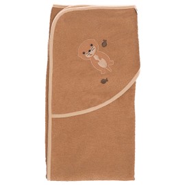 Sterntaler Unisex Bath Towel GOTS Otti - Bath Poncho, Hooded Towel, Bath Towel for Children Striped with Otter Motif - Organic - Brown