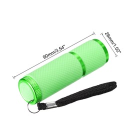 PATIKIL 9 LED Glow in Dark Flashlights, 2 Pcs Mini Aluminum Flashlight Rubber Coated Flashlight with Strap for Camping, Hiking, Party, Green